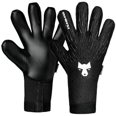 FEARLESS GOALKEEPERS Wolf Pro - Guanti da portiere uomo e bambino - Guanti portiere con lattice tedesco - Presa antiscivolo - Taglio negativo - Sensazione seconda pelle