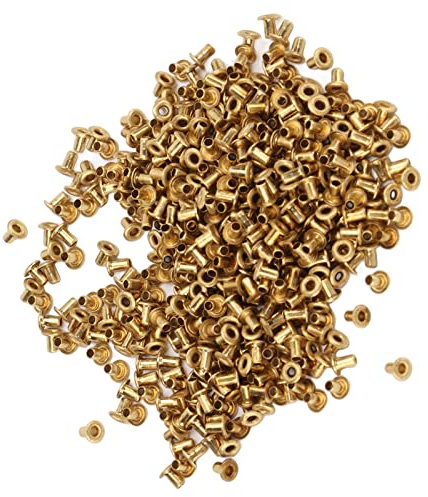 Acouto 500pcs Rivets Creux en Laiton, Excellente élasticité, Bords Arrondis, 500pcs / Sac Rivets Creux pour Chaussures de Sacs à Main en Cuir, Rivet Creux Cuivre Cuivre (2)