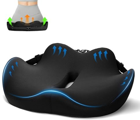 JOJOSEE Donut Cushion for Coccyx Pain, Seat Cushions with Non Slip Straps