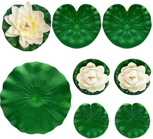 Genérico Plantas Flotantes para Estanques - Plantas Acuáticas Artificiales Realistas,Decoración para Jardín Trasero Estanque de Meditación Bodas y Hogar Jardinería