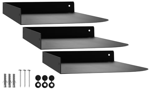 SOTECH 3er Set Eckregal Hover-XIV 300 x 200 x 30 mm schwarz Wandmontage | Schweberegal inkl. Befestigungsset modernes Wandboard für Bad Küche oder Wohnzimmer