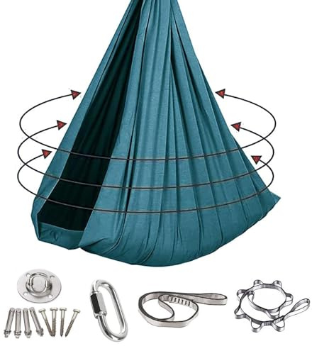 Indoor Hängematte, ultraleichte tragbare Schaukel Outdoor, geeignet für Schlafzimmer, Balkone, Innenhöfe oder Camping, komplett mit allem Zubehör(Dunkelgrün)
