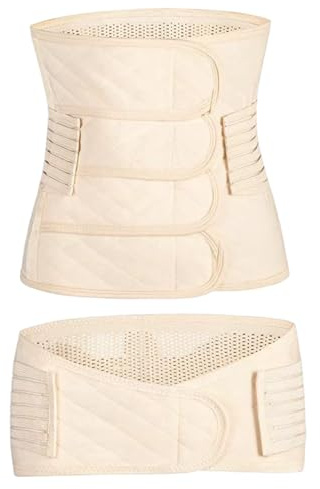 Postpartum magband 2-i-1 midja/bäckenformare magpärm elastisk justerbar stöd smärtlindring bukbindemedel, hudfärg, XL