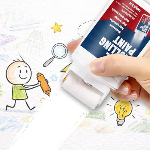 prowithlin Wall Repair Rolling Brush, White Paint for Walls, Mini Roller Paint Kit 100g, Fast-Drying White Wall Paint for Touch-Ups, Water-Based Paint for Walls and Ceilings