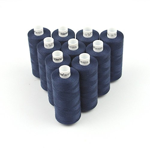 Ackermann 10x 1.000m UNIVERSAL NÄHGARN, Stärke 120, Qualitätsgarn, Nähmaschinengarn, Overlock Garn, Garn für Overlock-Nähmaschinen (8039 Pariserblau)