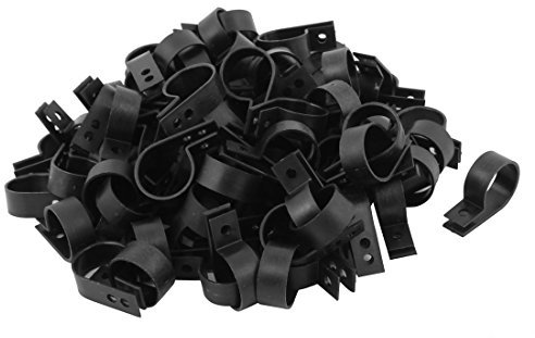 Aexit 100(+/-2%) Pcs Nylon Noir R Type Agrafe câble collier pour 23mm diamètre tube flexible fil