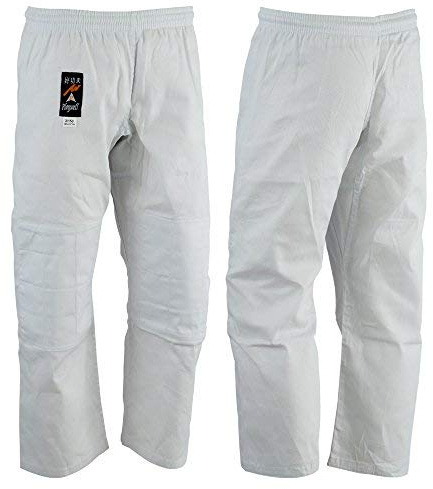Playwell Martial Arts Judo byxor vitt blekt – (dubbla vadderade knän) (140 cm)