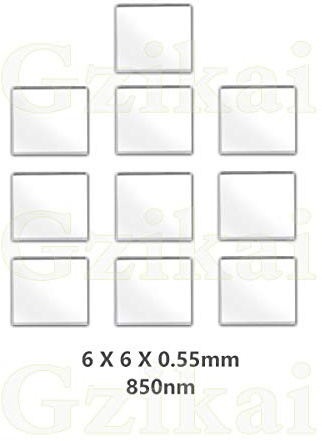 ikai ikai 10 st/1 parti 6 mm x 6 mm x 0,55 mm 850 nm optisk IR-Cut smalt bandpassfilter för streckkodsläsare infraröd lins och ansiktsigenkänning