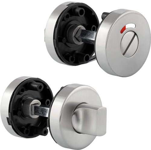 JUVA Rosettenpaar Edelstahl matt | 1 Paar - Tür-Rosettenpaar für Zimmertüren | Schrauben-Abstand: 38 mm | F100582 | Türrosette mit Zubehör | Abdeckung Edelstahl massiv | WC-Rosette Abdeckung