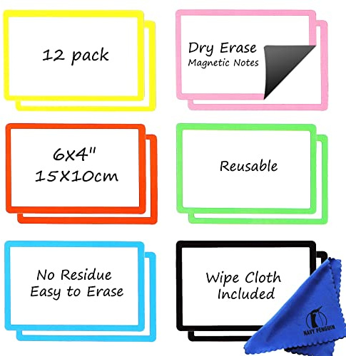 Etiquetas Magnéticas Borrables, 15x10 cm Tarjetas para Notas