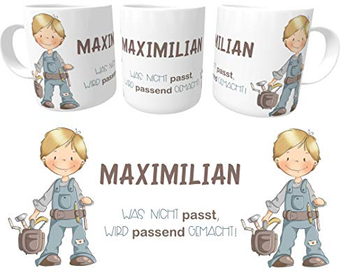 Kilala Tasse Bauarbeiter Wunschname Spruch Kunststofftasse Kiga Becher inkl. Geschenkverpackung (Kunststoff)