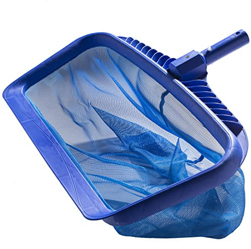 AKVOLIVE Upgraded Pool Skimmer Net, Heavy Duty Leaf Rake for Cleaning Swimming Pool & Pond, Fine Mesh Deep Bag Catcher with Strong Plastic Frame