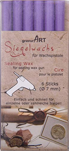 7mm Siegelwachs flexibel für Wachspistole - Flieder-Pastell 6er Pack