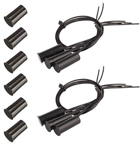 Gebildet 6pcs Nero Da Incasso Cablato Sicurezza Finestra Cancello Contatto Sensore Allarme Interruttore Reed Magnetico,Magnete Vicino-Collegamento Circuito Magnete Lontano-Interruzione Circuito