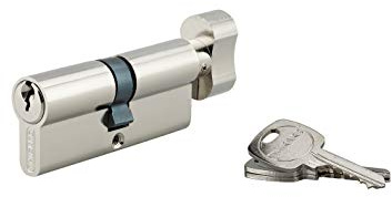 Cylindre de Serrure à Bouton Profilé STD 30x40mm - Système de Sécurité 1 Entrée Laiton Finition Nickel - Usage Porte d'Entrée - Fabriqué en France - Livré avec 3 Clés Crantées - THIRARD 916236