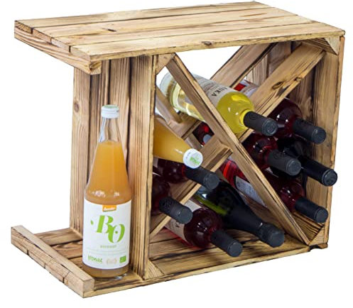 Kistenkolli Altes Land Weinregal Flaschenregal X geflammt 50x40x27cm Regalkiste Weinkiste fertig montiert!
