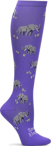 Nurse Mates Women's Calf Socks | 12-14 mmHg Compression | Comfort Support | 1 Pair | Save the Elephants