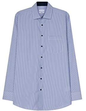 Seidensticker Men's Business Shirt - Regular fit - Non-Iron - Kent Collar - Long Sleeve - 100% Cotton Blau