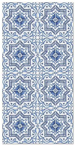 Panorama Tapis Vinyle - Modèle Carreaux Ciments Tolédo Bleu 40x80 cm - Différentes Tailles - Deco Maison, Cuisine, Chambre et Exterieur