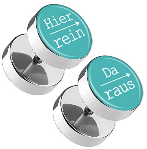 Piercingfaktor Ohrringe Ohrstecker Fake Piercing Ohr Plug Spruch Hier rein, Da raus