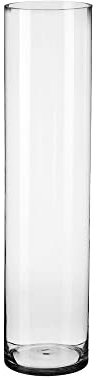 LOLAhome Jarrón Cilíndrico de Cristal Transparente Decorativo para Flores, Diseño Redondo, Ø 15x70 cm, Resistente y Elegante, para Decoración de Interiores, arreglos Florales, Centros de Mesa.