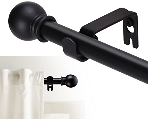GXOACKJ Curtain Rods for windows 32-62 inch, 5/8 inch Decorative Matte Black Splicing Heavy Duty Metal Curtain Rod set with Brackets
