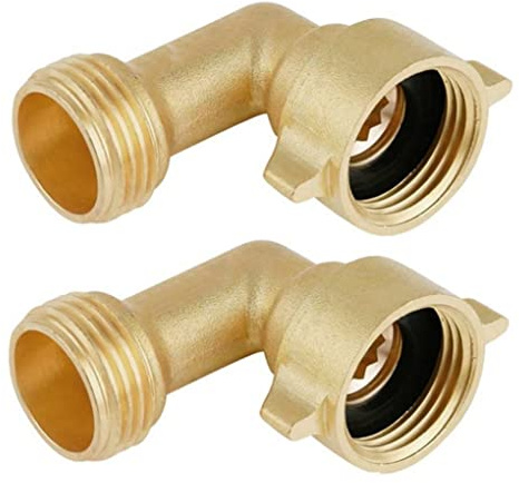 Parts Connectors, Garden Hose Elbow 90 Degree 3/4inch Brass Connector Water Pipe Adapter with Washers 2PCS