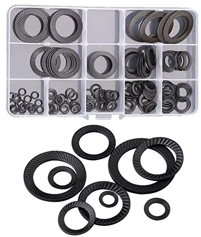 FEEIMOL 130 Piezas Arandelas de Seguridad Moleteadas, Juego de Arandelas Dentadas Arandelas Antideslizantes M4 M5 M6 M8 M10 M12 M14 M16 M18 M20 M22