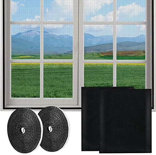 Set of 2 Window Nets Mosquito Nets Insect Protection Gauze Fly Screen Doors Mosquito Protection Window Roof Window Fly Screen Nets Cut to Size No Drilling with 2 Rolls Self-Adhesive Tape 130 x 150 cm