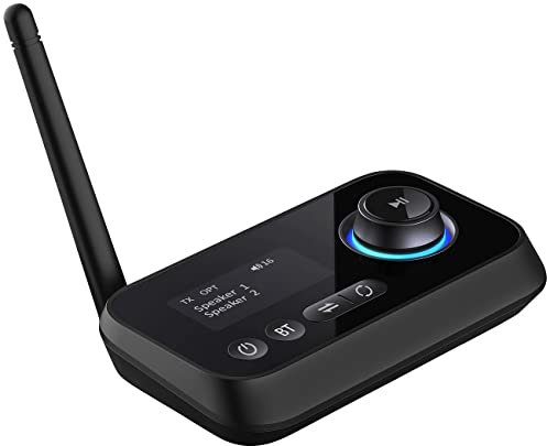 auvisio Transmitter, Bluetooth: 2in1-Audio-Sender und -Empfänger mit Bluetooth 5, TOSLINK, LED-Display (Audio Funkübertragung, TV Funkübertragung, Adapter Stereoanlage)