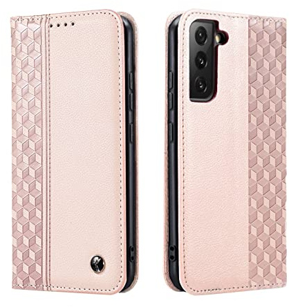 TOHULLE Funda para Samsung Galaxy S22 Plus, funda tipo cartera de piel sintética de alta calidad, soporte para tarjetas, cierre magnético integrado, patrón a cuadros, funda para teléfono Samsung