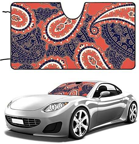 Pare-Soleil Avant Paisley en Forme De Goutte - Motif Abstrait Pare-Soleils Intérieur Imperméable Anti Soleil Pare Soleil Voiture Pare Brise Avant Universelle pour Voiture Véhicules Été
