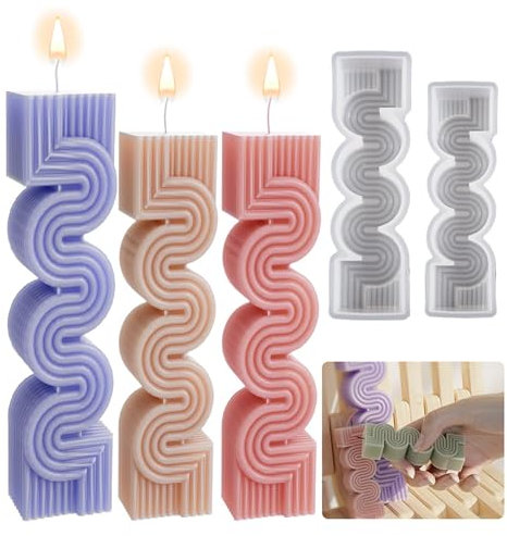 Kerzengießformen Kerzen Silikon Formen Kerzenformen - 2 Stück Diy Silikonform Kerzenform Wellenkerzen Gießform Backformen Silikonformen Für Kerzenherstellung, Seifen, Heimdekorationen，Bastel