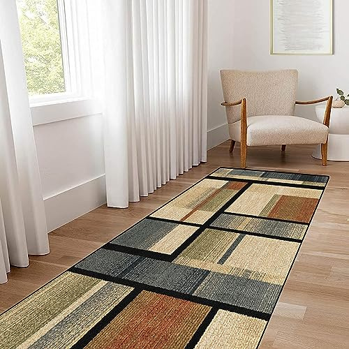 LIJIAO Teppich Läufer Fußmatte 100 x 350 cm rutschfest & Antistatisch Badezimmer Küche Teppich Teppichläufer Flur Küche mit Rutschfester Unterseite für Flur & Wohnraum, D