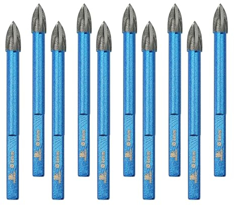 BRCHNITT Lot de 10 Forets à Maçonnerie Ø 6 mm - Forets Pour Carrelage, Brique, Plastique et bois Pointe en Carbure de Tungstène Meche Carrelage