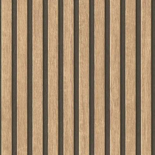 Wooden Slats Natural Wallpaper - Modern Contemporary Feature Wall Trendy - Textured Paste The Wall Vinyl