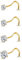 YADOCA 4 Stück 14K Gold 20G Nasenpiercing Chirurgenstahl Nasenpiercing Stecker Zirkonia Gerade Schraube L-Förmiger Nasenstecker 1,5/2/2,5/3 mm