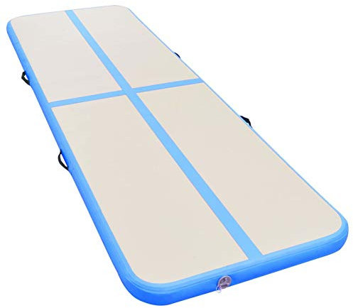 Gecheer Aufblasbare Gymnastikmatte mit Pumpe Luft-Trainingsmatte, airtrack Tumbling für zuhause Yogamatte Turnmatte Fitnessmatte Hochdichtes Tumbling Matten 300x100x10 cm PVC Blau
