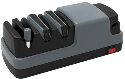 Affilacoltelli Professionale Elettrico, 4 in 1 Acciaino Professionale, Con Abrasivi Diamantati Al 100% E Guide Angolari Di Precisione Affilatore Coltelli Professionale,Gray