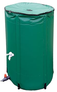 Hmtbet Serbatoio Acqua Piovana, Bidone per La Raccolta dell'Acqua Piovana, Serbatoio Cisterna Raccolta Acqua, con Rubinetto, Sistema di Raccolta dell'Acqua, Serbatoio Esterno,Verde,200L