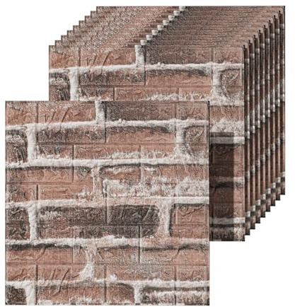 Umedol 40 PCS 3D Wall Panels Peel and Stick Faux Foam 11.8*11.8 Red Brick Color Brick Wallpaper for Walls 3D Wall Tiles Faux Brick Paneling Self-Adhesive Wallpaper for DIY Interior Wall Decor