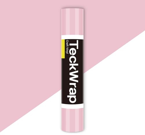 TECKWRAP Pink Permanent Vinyl 30.5cm x 153cm, Glossy Pastel Pink | Baby Pink Adhesive Vinyl, PET Backing, Easy to Apply, Light Pink Vinyl Wrap for DIY Crafts, Car Windows & Home Decor