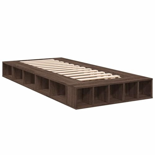 vidaXL Sängram brun ek 90x190 cm konstruerad trä, säng, förvaringssäng, enkel sängram, enkelsäng, sovrumsmöbler, sängbotten, säng med förvaring