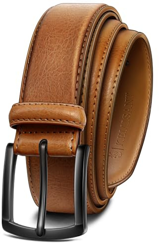 KEMISANT Ledergürtel Herren, Gürtel Herren Leder 35mm für Business und formelle Anlässe,Anzuggürtel Begleiter zu Männer Businessschuhe(Orangebraun,110cm/34-36 taille verstellbar)