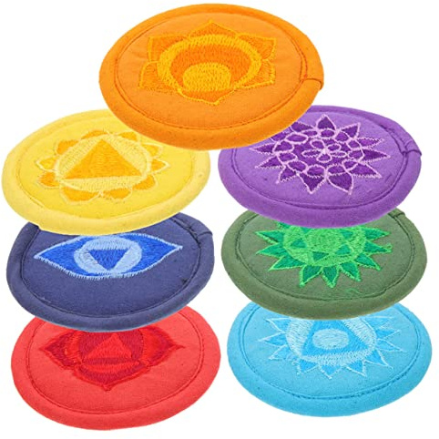 7 Stück Buddhistischer Klangschalenkissen mit Stickerei | Polyester, für Meditation und Yogakurse, Schalenbodenmatten als Schutzsockel, Nepal Design