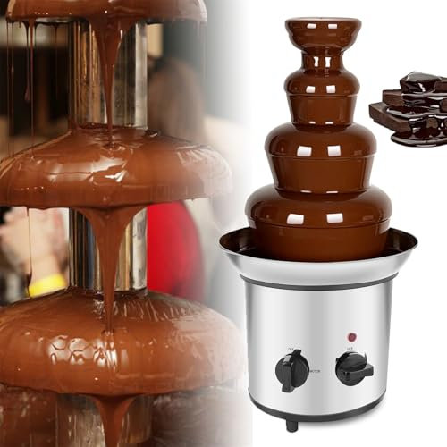 Jrcfnss Fontaine à Chocolat à 4 Niveaux, Machine Commerciale à Fondue au Chocolat Chaud, Ensemble à Fondue de Fontaine à Chocolat en Acier Inoxydable de Grande Taille pour fête, Mariage