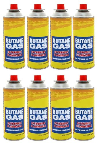 Dapetz ® Lot de 8 bouteilles de gaz pour réchaud de camping, barbecue, chauffage, chalumeau, barbecue, brûleur de mauvaises herbes à gaz – Indispensable pour le camping en plein air, sûr et facile à