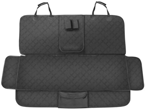 Maxetodo Dog Car Seat Cover | Non-Slip Car Rear Back Seat Protector for Dogs | with Storage Pocket & Cup Holders | Universal Fit for Cars, SUVs & Trucks | 54 x 49 | Easy to Clean
