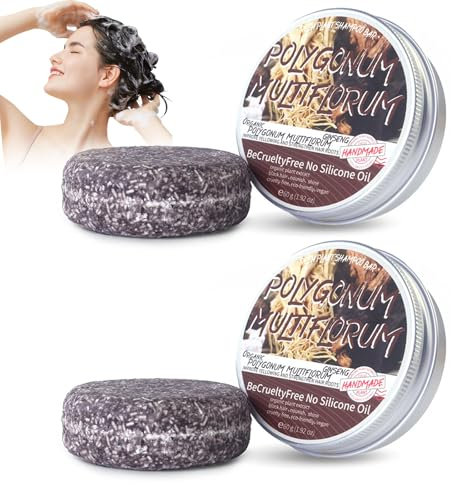 2PC Polygonum Multiflorum Shampoo Soap,Natural Jabón de Cabello Polygonum,Barra de champú para oscurecer el cabello,Grey Reverse Shampoo Bar,Promover El Crecimiento Del Cabello