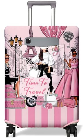 Travel Luggage Cover Suitcase Girl Protector Storage Fits 18-32 Inch Suitcase Flower Luggage Protector Wheel Covers Patterned Travel with Pocket Elastic Luggage Anti-scratch Suitcase Cover L